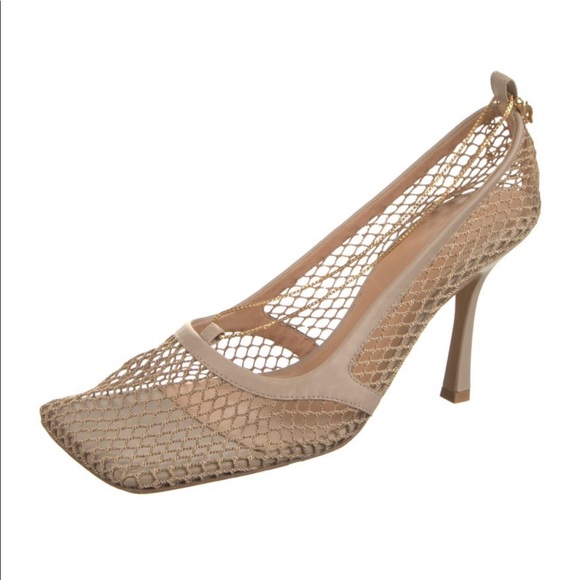 Bottega Veneta Stretch Mesh Chain Link Heels - Picture 1 of 6